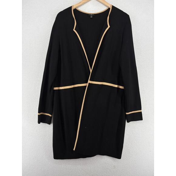 TALBOTS Sweater X Cardigan Duster Open Front Two Tone Viscose Blend Black - Picture 1 of 12